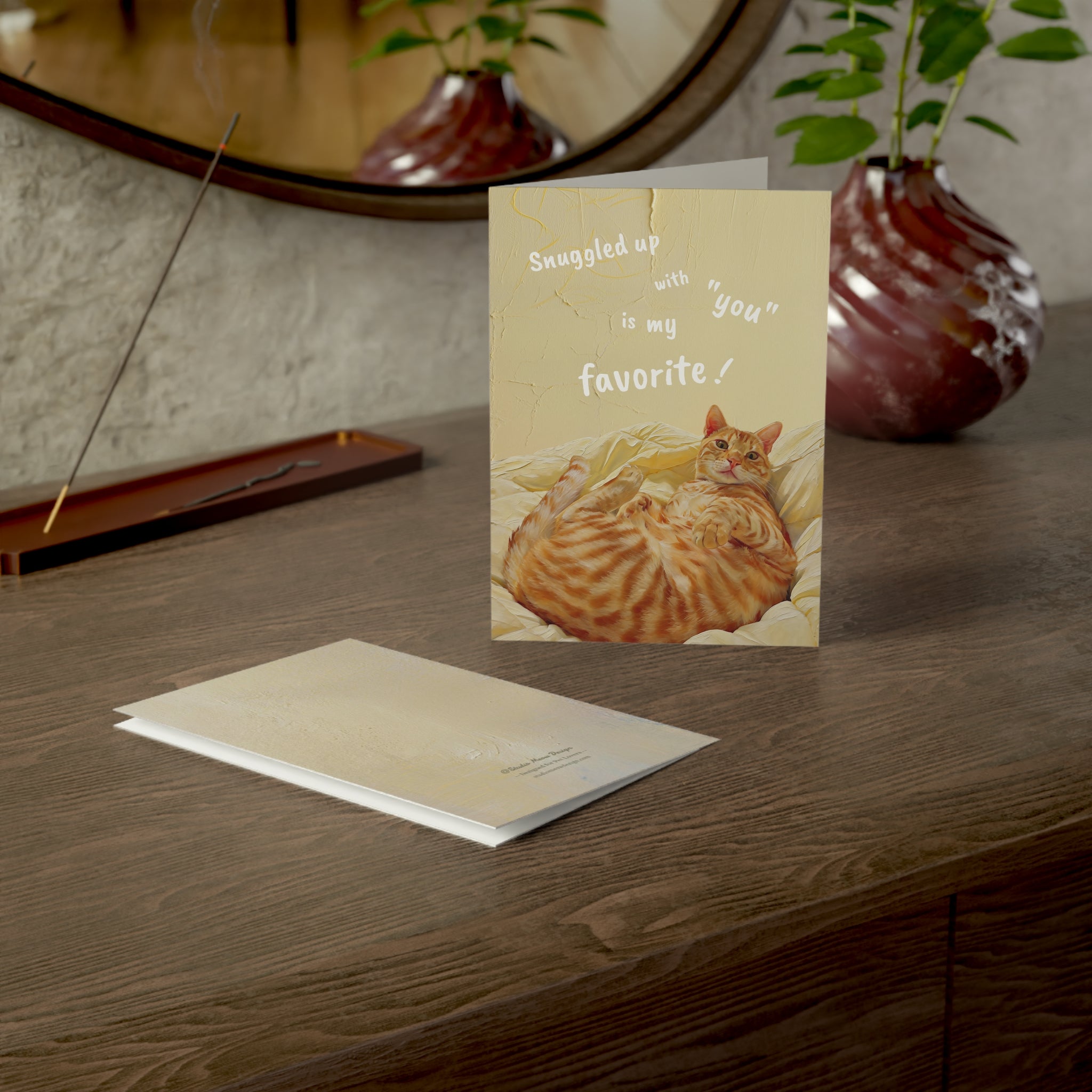 "Snuggled up with you is my favorite!"－Hand-Painted Style Art Card