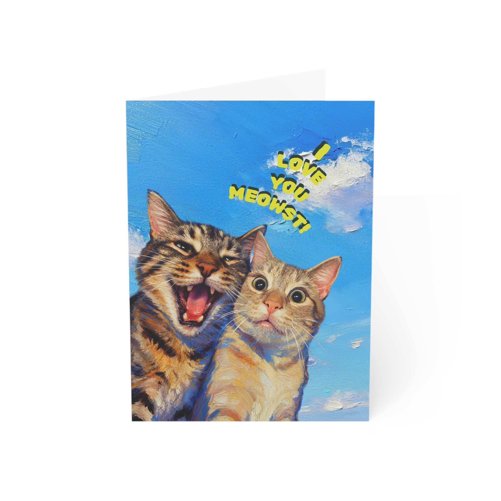 "I Love You Meowst! "－Hand-Painted Style Art Card