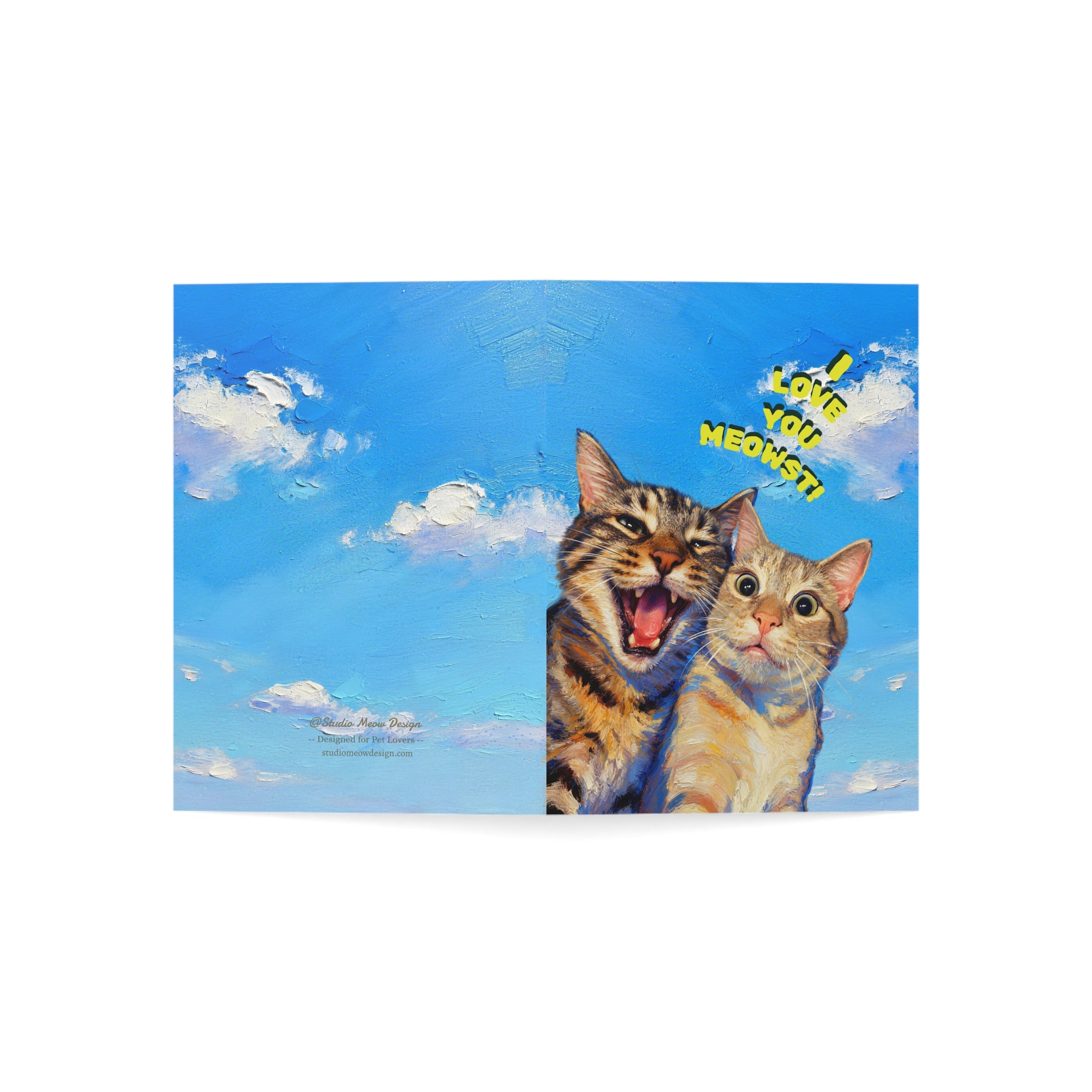 "I Love You Meowst! "－Hand-Painted Style Art Card