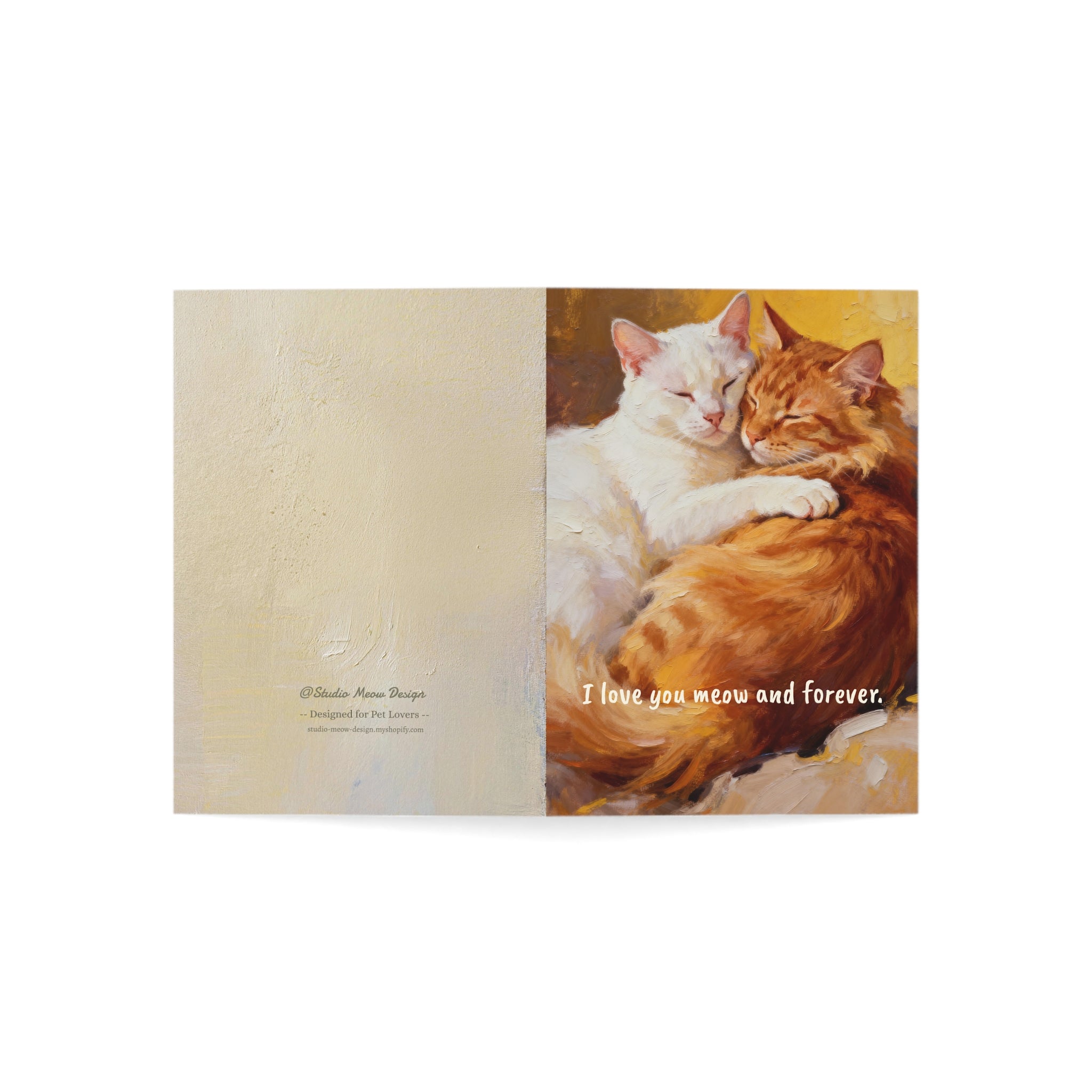 "I Love You Meow and Forever"－Hand-Painted Style Art Card