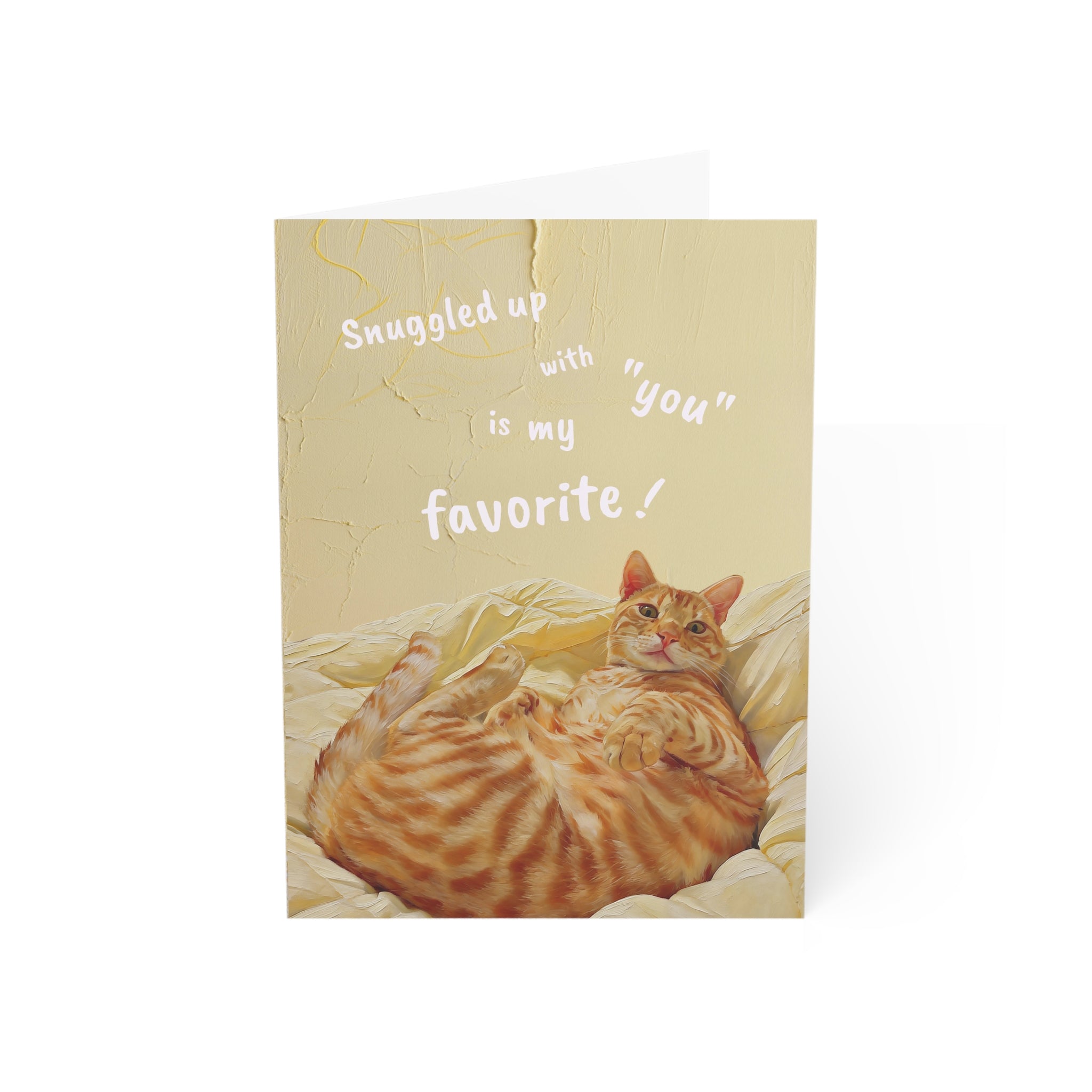 "Snuggled up with you is my favorite!"－Hand-Painted Style Art Card