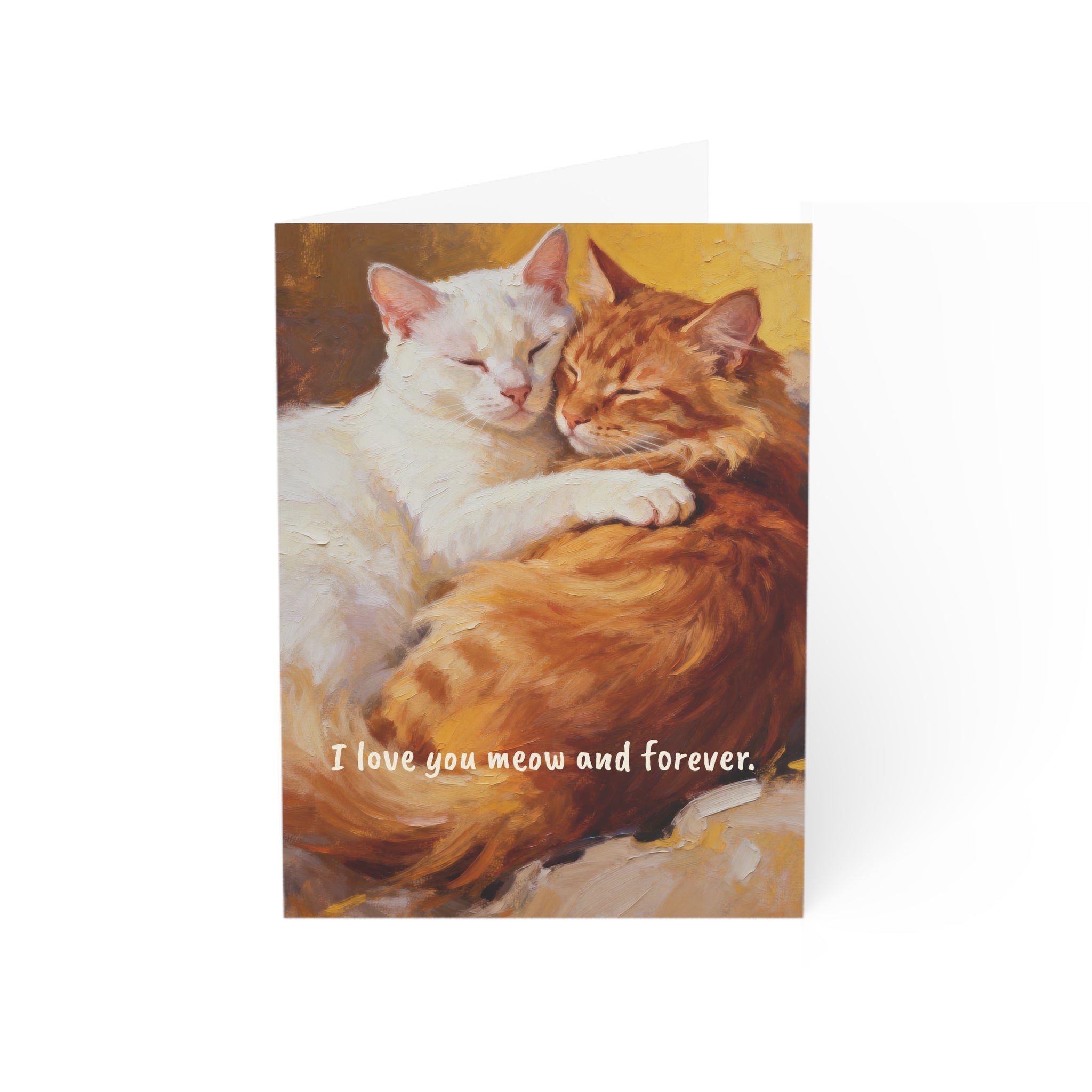 "I Love You Meow and Forever"－Hand-Painted Style Art Card